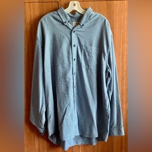 Men's XL Blue Green 100% Cotton Houndstooth L.L. BEAN Wicked Good Flannel Shirt